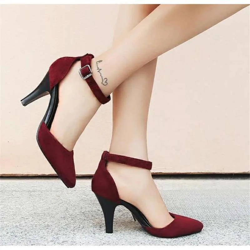 no brand sepatu merah maroon wanita hak tinggi high heels 7cm fr04 sepatu pesta kerja kantor kondangan formal premium higheels wedding natal gereja party shoes full01 qsrm22zt
